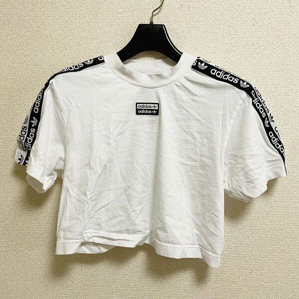 【中古】adidas アディダス 白 ホワイト ショート丈 Tシャツ