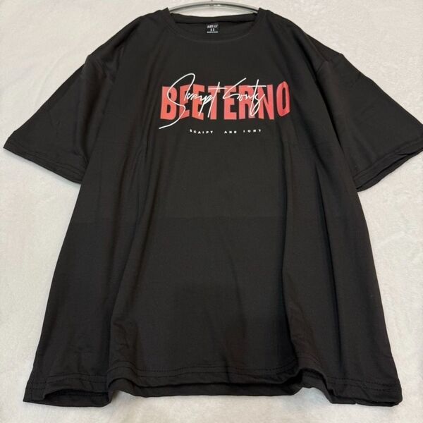 【入荷】トップス Tシャツ 英字 半袖 3L ブラック ストリート系 韓国風