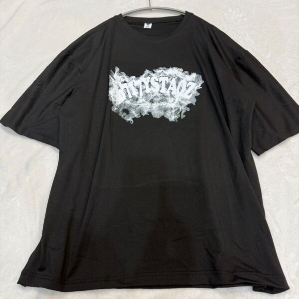 【入荷】トップス Tシャツ 半袖 4L ブラック 英字 ストリート系 韓国風