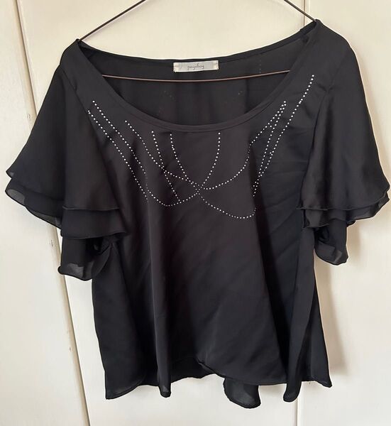 ページボーイ pageboy カットソー 黒 半袖 ブラウス トップス M