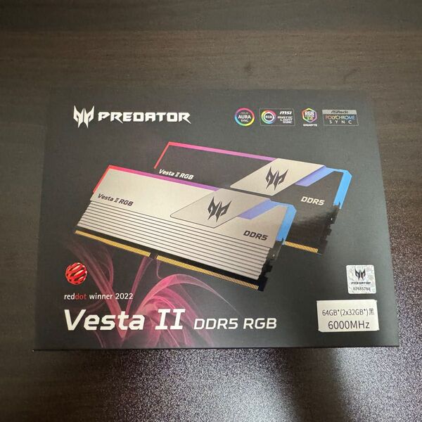 Acer Predator Vesta Ⅱ DDR5 6000MHz デスクトップPC用メモリ 64GB(32GB×2枚)