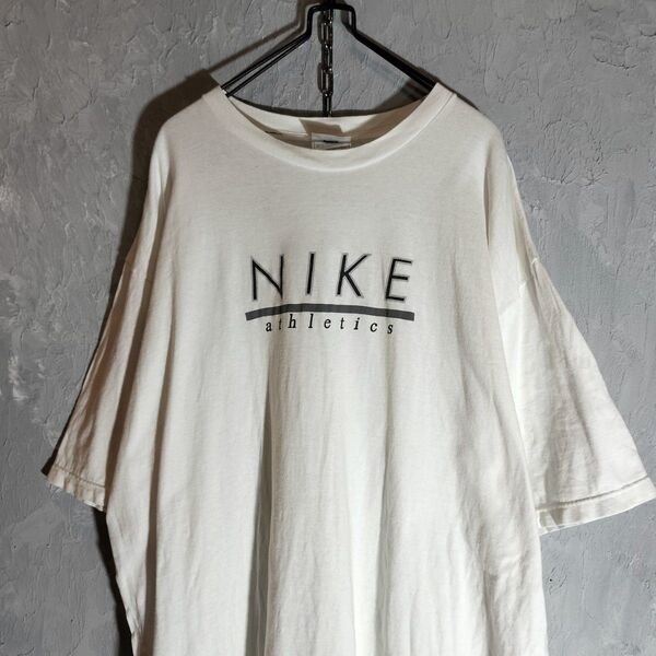 NIKE ナイキ 90s プリントロゴ 半袖 Tシャツ オールド ホワイト ストリート アメカジ ビッグシルエット アメリカ古着