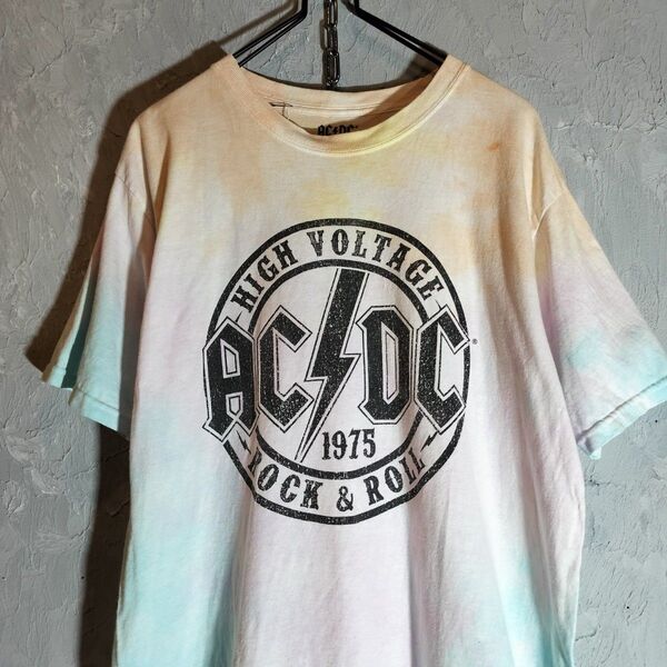 ACDC バンド Tシャツ バンT タイダイ柄 希少カラー S アメリカ古着 アメカジ ストリート y2k エーシーディーシー