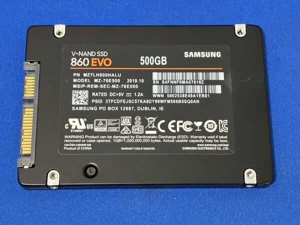 動作確認済! Samsung SSD 860 EVO 500GB