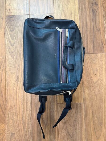 【美品】ポールスミス リュック 3way ブラック レザー ストライプ