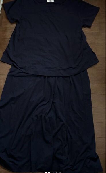 ドレスキップ セットアップ tシャツ ロング スカート ネイビー レディース M
