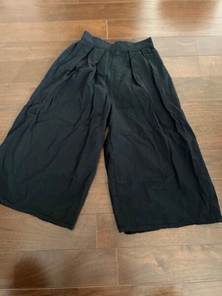 ガウチョパンツ 黒 ワイドパンツ M レディース