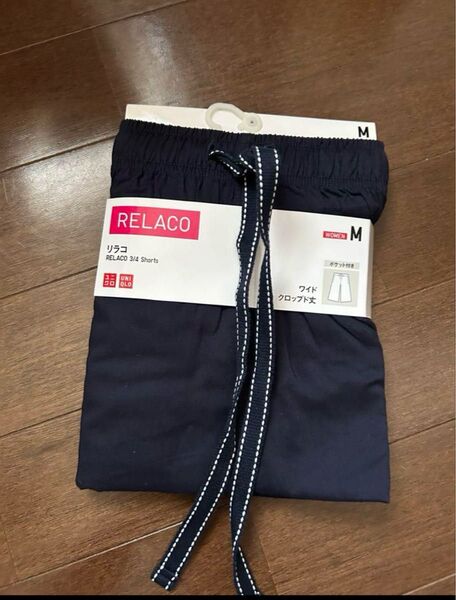 ユニクロ リラコ レーヨン ハーフパンツ ショートパンツ ネイビー M 未使用 レディース