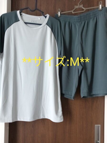 メンズパジャマ 上下セットアップ Tシャツ ハーフパンツ メンズ部屋着 M ②