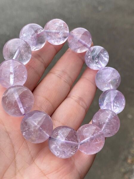 一点物 高品質 レインボー入り 天然石ラベンダーアメジスト 大玉17mm+ ブレスレット 男女兼用