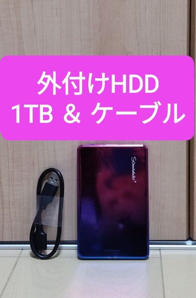 外付けHDD 1TB (1000GB) & USB変換ケーブル
