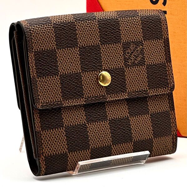 【未使用級】ルイヴィトン ダミエ ポルトモネビエ カルトクレディ エリーズ 三つ折り 財布 LOUIS VUITTON ブラウン系