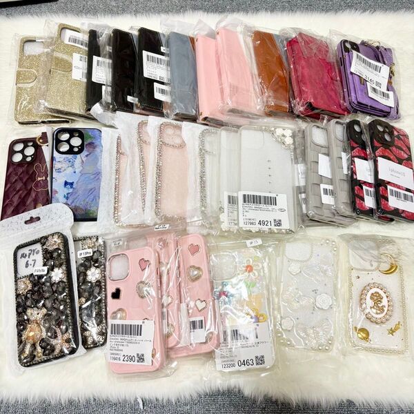iPhone ケース まとめ売り 32点 スマホケース 花柄 ラインストーン スマホ デコ電 手帳 おまとめ かわいい おしゃれ