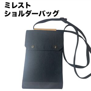 ★美品★ ミレスト ショルダーバッグ スマホショルダーポーチ 黒 キャンバス