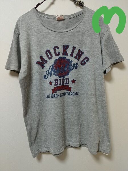 古着 メンズTシャツ M グレー 部屋着 コットン Tシャツ 半袖 中古 Right-on