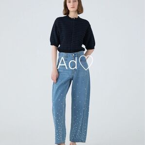 新品未使用 定価以下 MACPHEE【WEB限定】パールデニム コクーンテーパードパンツ 34