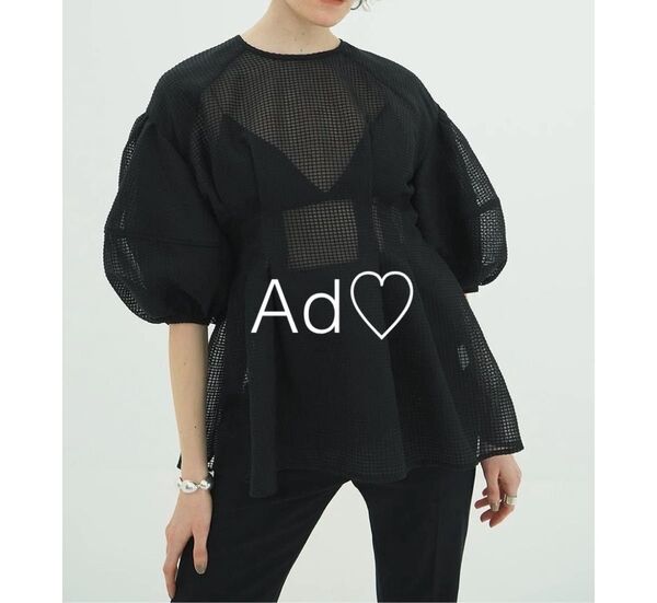 新品未使用 CLANE SHEER PLAID VOLUME SLEEVE TOPS 1ブラック