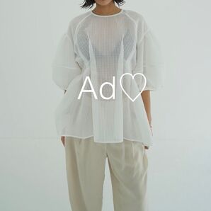 新品未使用 CLANE SHEER PLAID VOLUME SLEEVE TOPS 1ホワイト
