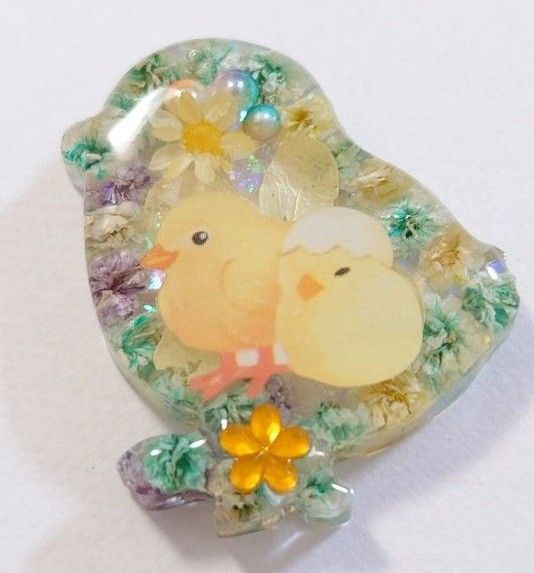 ぴよこちゃん☆かわいいドライフラワーレジンアクセサリー ヒヨコ ヒヨコアクセサリー レジンヘアゴム ヒヨコグッズ