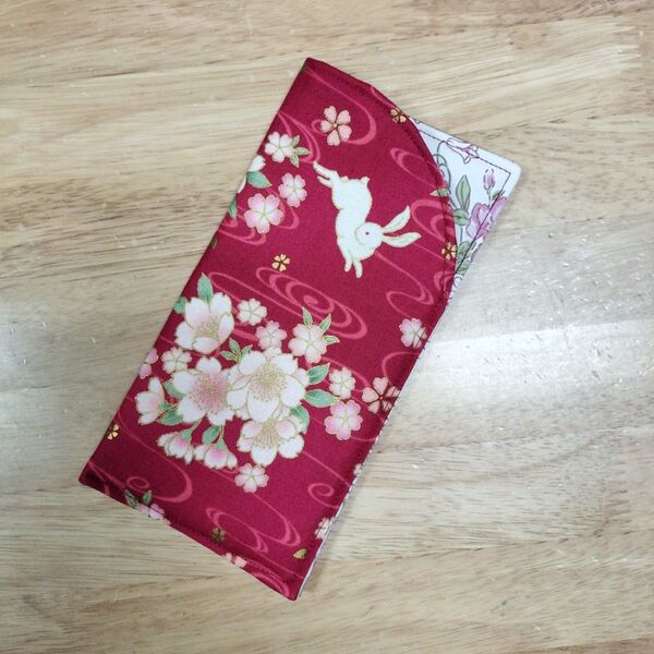 784.うさぎと桜柄!メガネケース(ハンドメイド)
