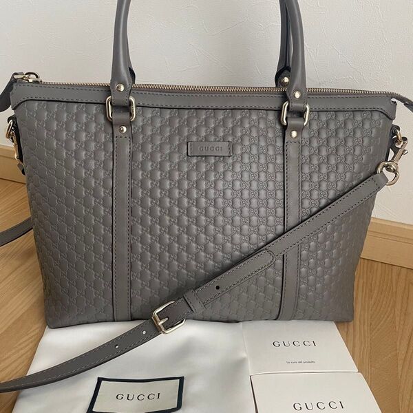 極美品 GUCCI グッチ マイクログッチ 2wayショルダーバッグ グレー
