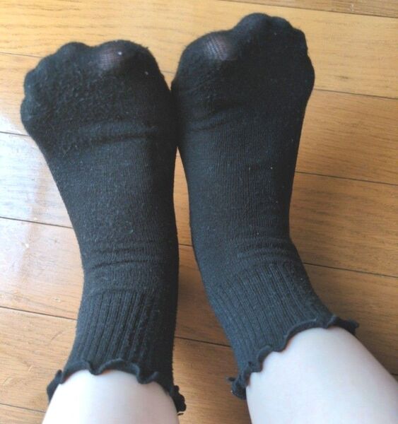 靴下 フリル レディース 黒