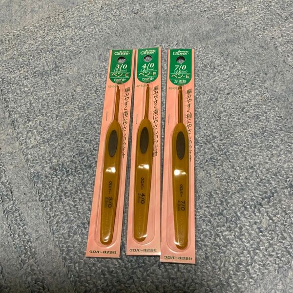 クローバー かぎ針ペンセット(3号・4号・7号)初心者&実用向け 3本組