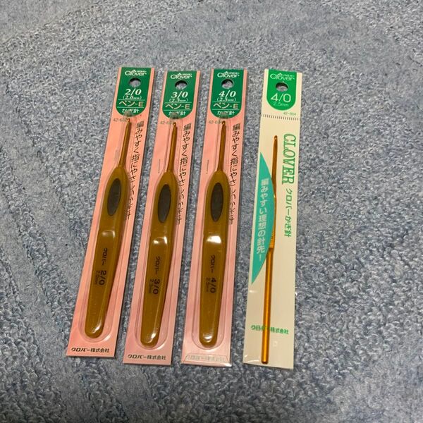 クローバー製かぎ針4本セット(ペンタイプ+通常タイプ)初心者にもおすすめ
