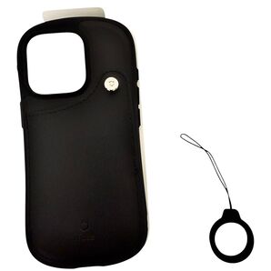 iFace iPhone16Pro スマホケース ブラック カード収納 ストラップ付き