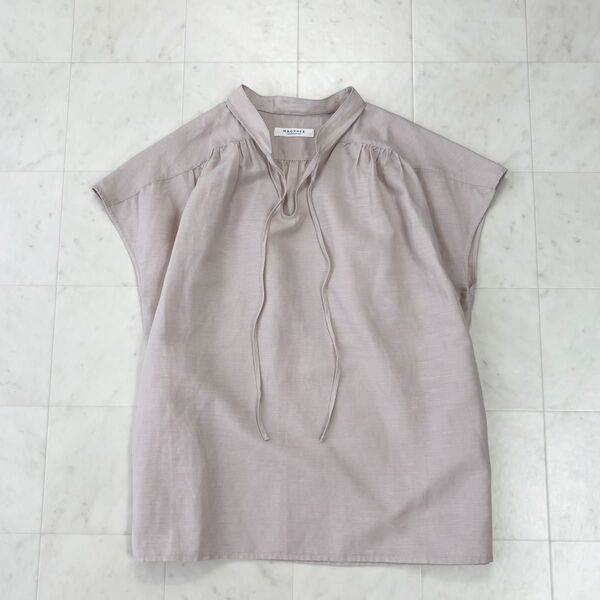 MACPHEE★ポリエステルリネン ギャザースキッパーブラウス