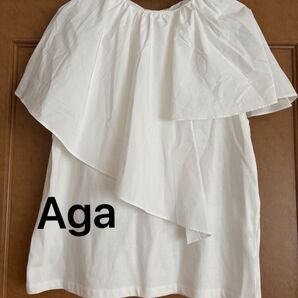 Aga 異素材フリル付きタンクトップ