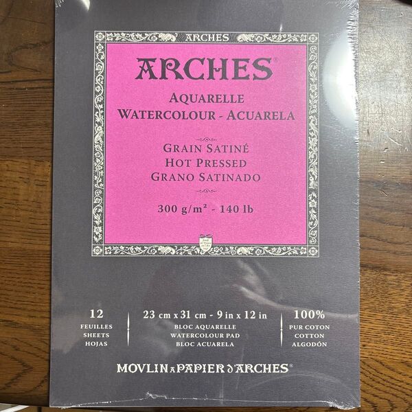Arches 水彩用紙 300g/m 12枚入り