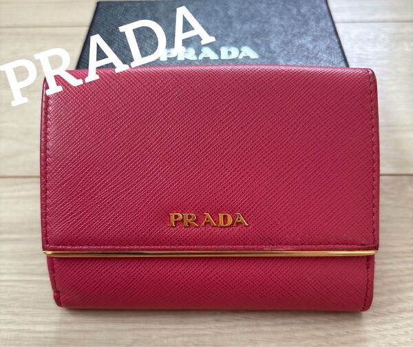 PRADA プラダ サフィアーノ レザー 二つ折り財布 財布