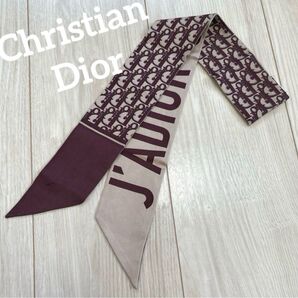 Christian Dior ディオール クリスチャンディオール ツイリー リボンスカーフ トロッター柄 ブラウン系