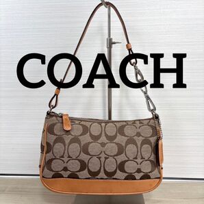 COACH コーチ シグネチャー キャンバス レザー アクセサリーポーチ ハンドバッグ 総柄