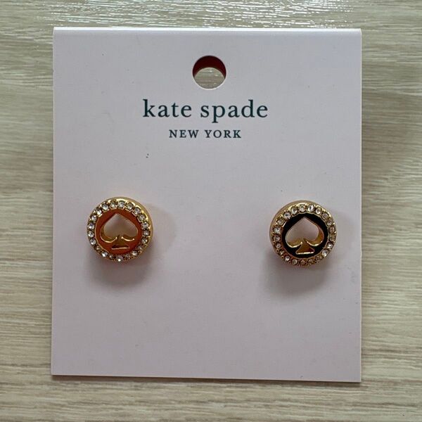 美品!kate spade NEW YORK ケイトスペード ピアス ゴールド×クリア スペード型 ラインストーン