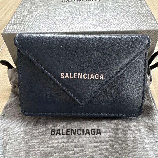 BALENCIAGA バレンシアガ ペーパーミニウォレット レザー 三つ折り財布 ミニ 財布 コンパクトウォレット