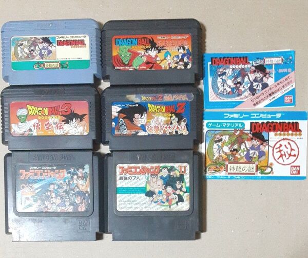 FC ファミコンソフト 6本セット 説明書、ゲームマテリアル1冊