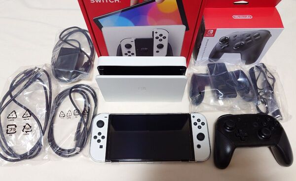 任天堂 Nintendo Switch 有機ELモデル 本体 箱 セット ホワイト 本体 コントローラー 別売り複数付き