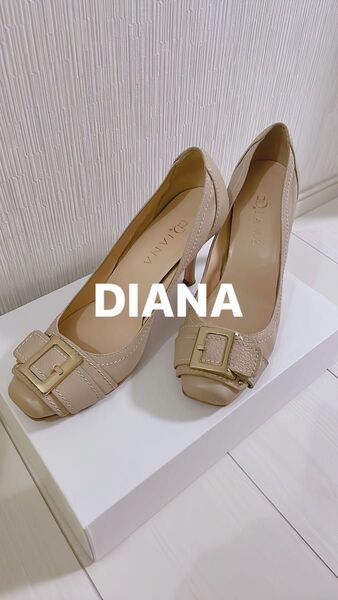 中古 DIANA ダイアナ バックル付き ベージュ パンプス 24.5cm メイドインジャパン 傷汚れ剥がれあり
