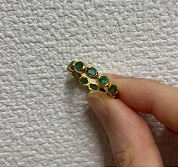 K18YGエメラルド エタニティ リング