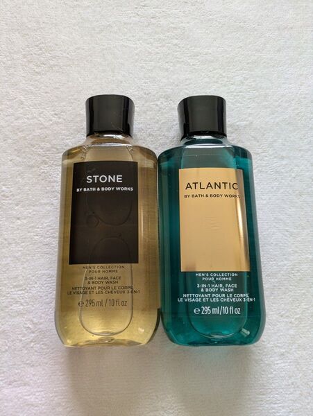 Bath & Body Works メンズ 3-IN-1 2本 STONE ATLANTIC 洗髪シャンプー洗顔