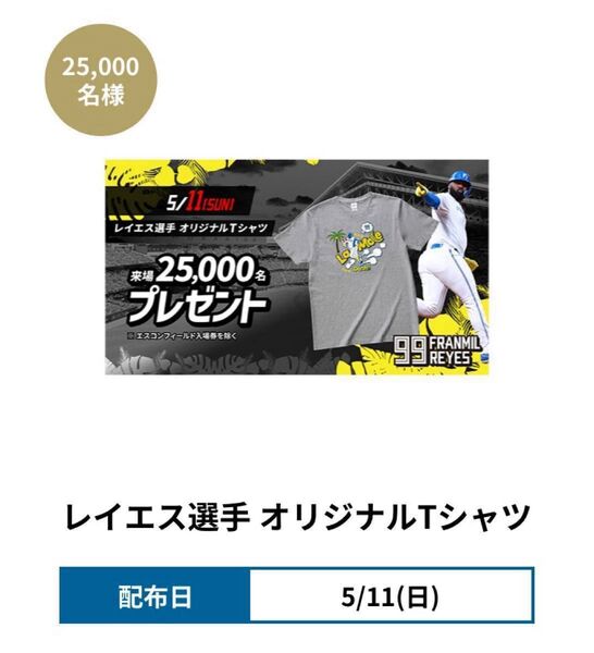 北海道日本ハムファイターズ 来場プレゼントオリジナルTシャツ レイエス選手