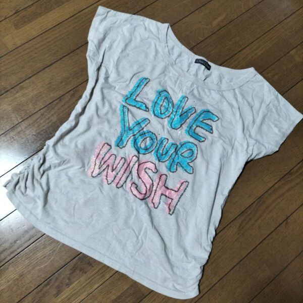 00’s Y2K平成ギャル 英字 ラメ ストーン半袖 Tシャツ L 美品