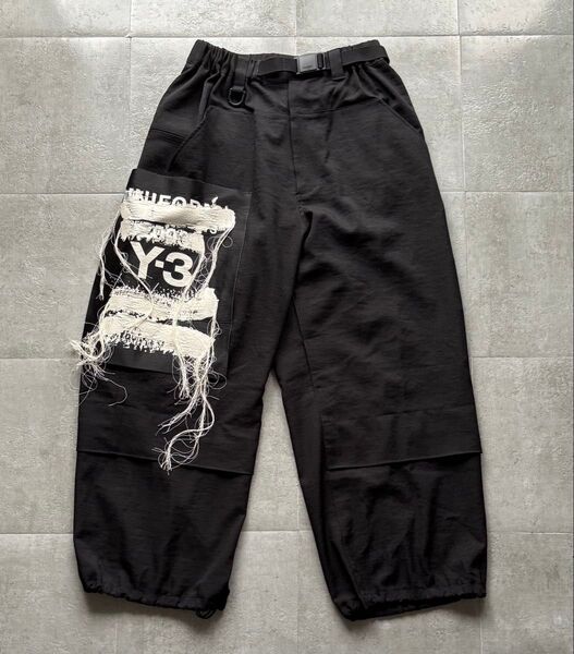 Y-3 SPORTS UNIFORM PATCH PANTS黒 ワイスリーヨウジヤマモト ワイドパンツ