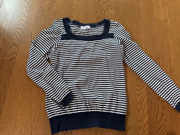 NATURAL BEAUTY BASIC ボーダー柄長袖Tシャツ M