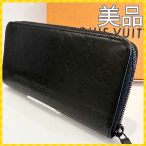 【美品】ルイヴィトン M62902 モノグラムシャドウ ジッピーウォレット ヴェルティカル 長財布