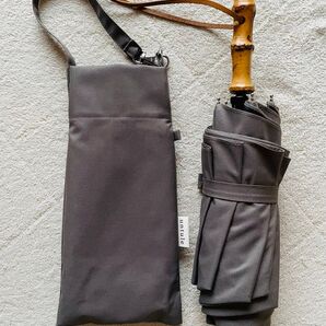 【美品】untule 完全遮光 3段EASY 折りたたみ日傘(55cm)/ニュートラル ダークグレー
