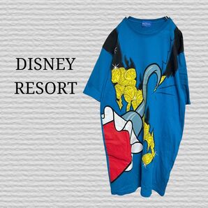 《Disney resort》ヴィランズ ピーターパン フック船長 Tシャツ Tシャツ 半袖 プリント ブルー系