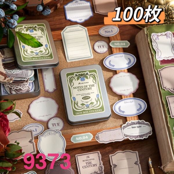 世紀手札シリーズ ブリキ箱入りステッカーシール コラージュ素材 100枚